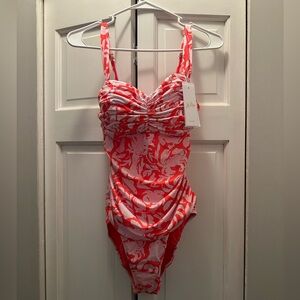 NWT LILLY PULITZER SOLARIA ONE PIECE SWIMSUIT SIZE 8 CANE CORAL CRAB COLLAB SWIM
